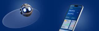 Sfondo della sezione hero della piattaforma di trading Blue Bean Bench
